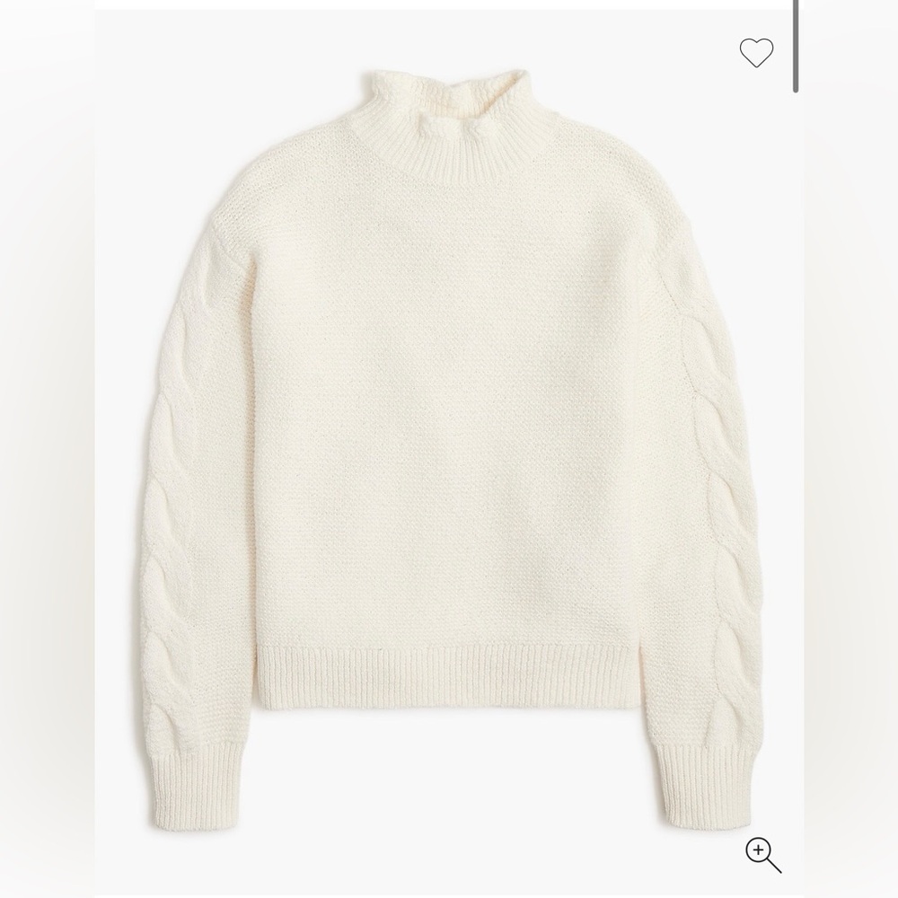 J Crew Cotton Blend Mockneck cable-sleeve sweater - women’s medium